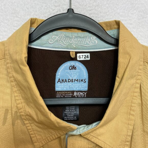 VINTAGE Akademiks Shirt Mens 3XL Tan All Over Print Hip Hop Rap Y2K - Picture 2 of 16